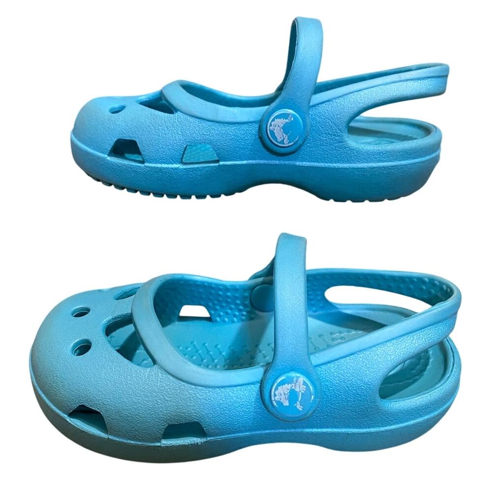 Crocs Shayna C5 Toddler Mary Jane Sandals Blue Ocean Slingback Lightweight